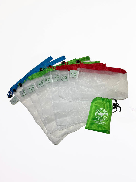 Set 8 bolsas reutilizables para compras de frutas, verduras y granel